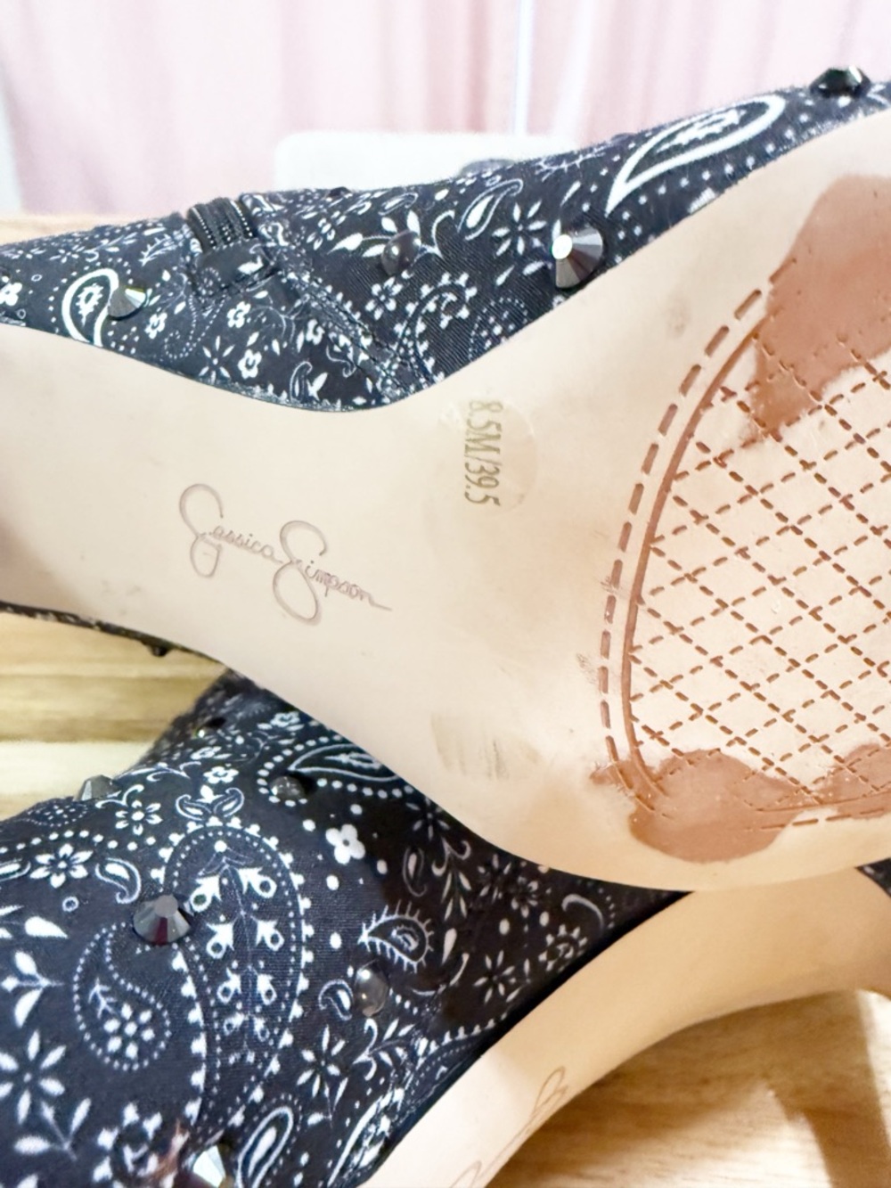 Jessica Simpson Earon Over The Knee Boot in Midnight Black White Bandana Stud - Picture 5 of 9
